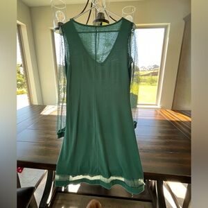 Green Dress with see through arms.  Size 10